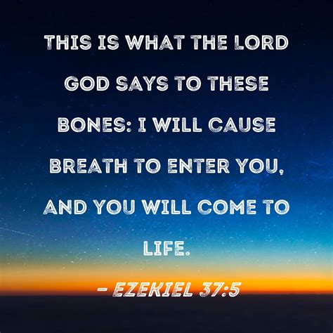 Ezekiel 37:5 This is what the Lord GOD says to these bones: I will ...