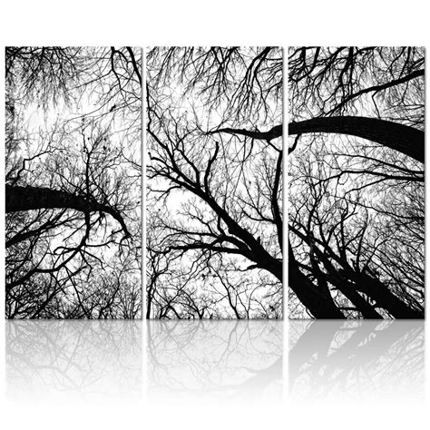 Black and White Tree Forest Painting Canvas Wall Art Picture Wall Decor ...