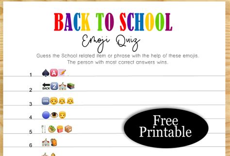 Free Printable Back-to-School Emoji Pictionary Quiz