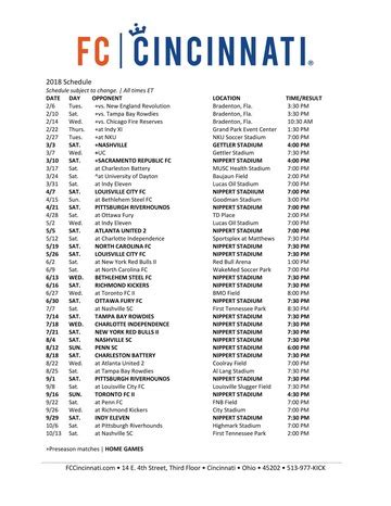 FC Cincinnati 2018 schedule : FC Cincinnati : Free Download, Borrow ...