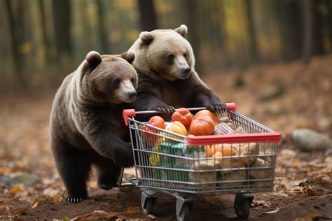 Bears Grocery Shopping Humorous Free Stock Photo - Public Domain Pictures