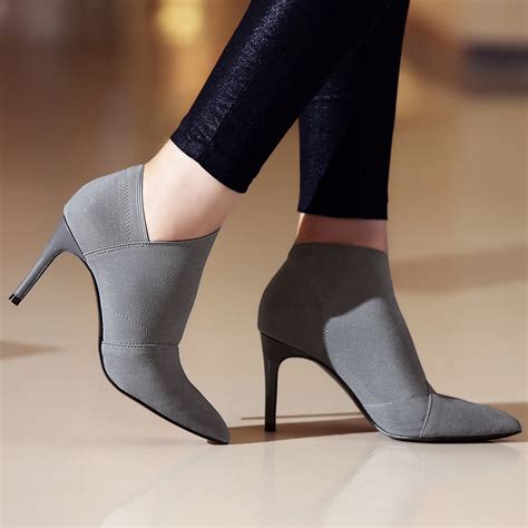 Women Shoes Retro Bohemia High Heel Shows Ankle Boot Elegant Cusp Casual Short Boots Female ...