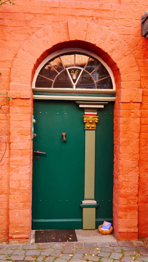 Free Images : wood, window, wall, arch, green, red, color, facade, nostalgia, brick, front door ...