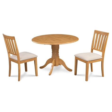 Burlington 3 Piece Small Kitchen Table Set-Kitchen Table And 2 Dining Chairs-Finish:Oak,Shape ...