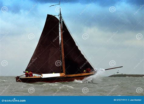 Sailing Fishing Boat In Stormy Weather,IJsselmeer,Holland Editorial Photo - Image: 57271911