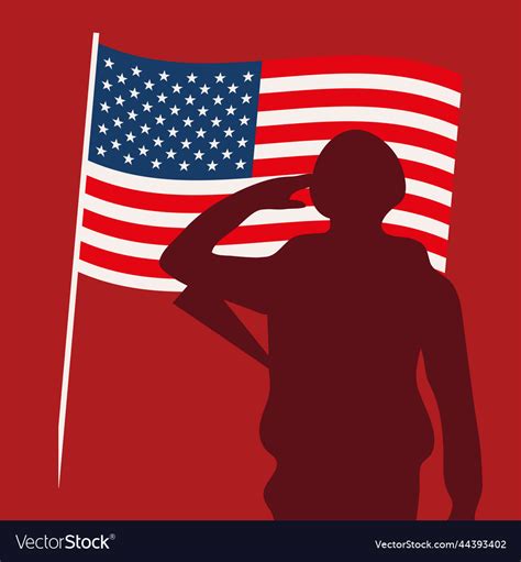 Soldier saluting flag american Royalty Free Vector Image