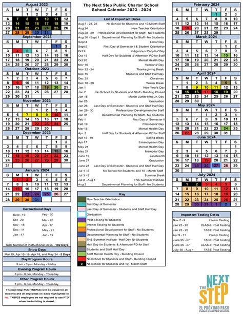 School Calendar — The Next Step Public Charter School