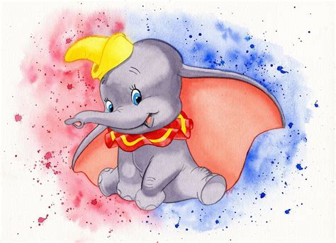 Baby Dumbo ORIGINAL watercolor drawing Dumbo watercolor art | Etsy