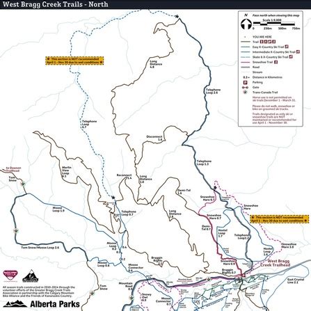 A detailed overview of West Bragg Creek's hiking/running trails with ...