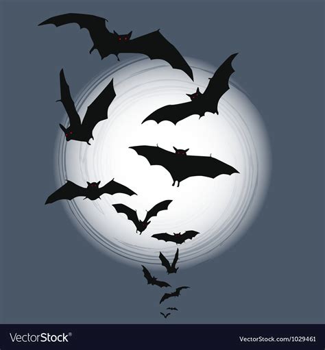 Halloween background - bats in full moon Vector Image