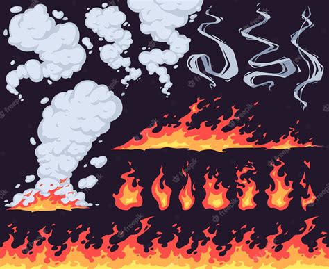 Premium Vector | Cartoon fire and smoke