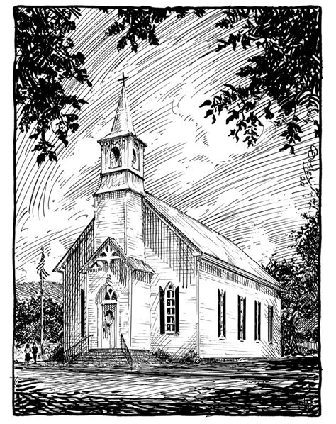 pen and ink drawing of an old church - Pen and Ink on Bristol, in ...