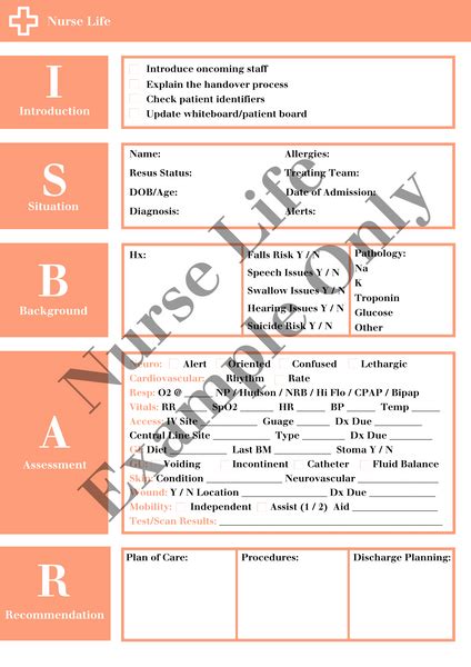 ISBAR Handover Template – Nurse Life