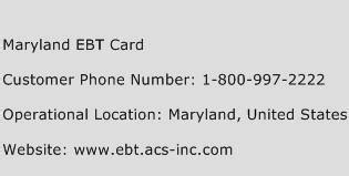 Maryland EBT Card Contact Number | Maryland EBT Card Customer Service ...