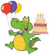 Birthday alligator with cake
