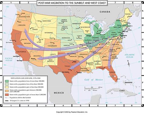 Atlas Map: Postwar Migration to the Sunbelt and West Coast