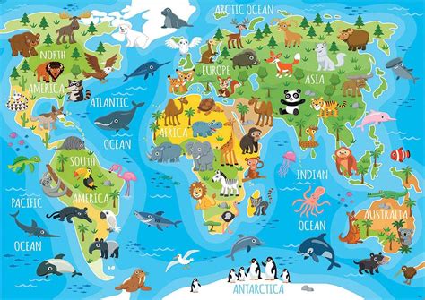 Animals World Map, 150 Pieces, Educa | Puzzle Warehouse