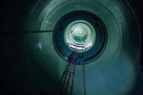 Inside unfinished reactor vessel of abandoned nuclear power plant ...