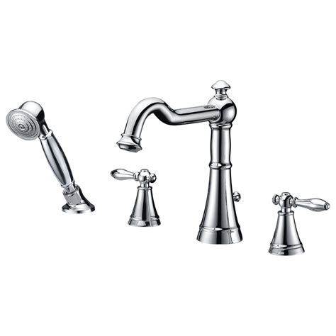 ANZZI Ahri Series 2-Handle Deck-Mount Roman Tub Faucet with Handheld Sprayer in Polished Chrome ...