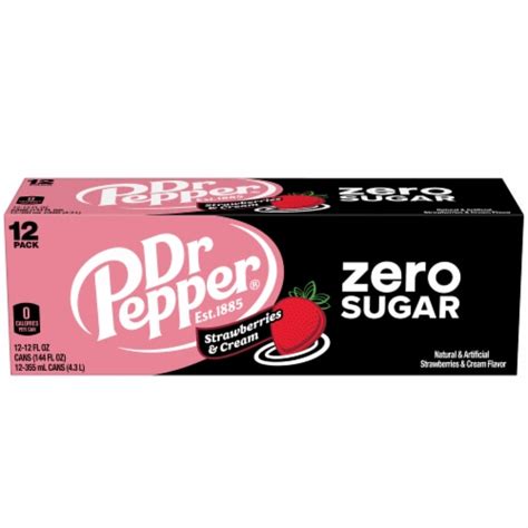 Dr Pepper® Strawberries and Cream Zero Sugar Soda Cans, 12 pk / 12 fl ...