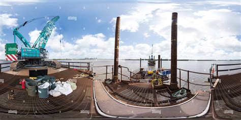 360° view of Mersey Gateway Bridge Construction - North Trestle looking ...