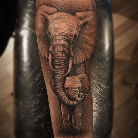 Mother and Baby Elephant Tattoo