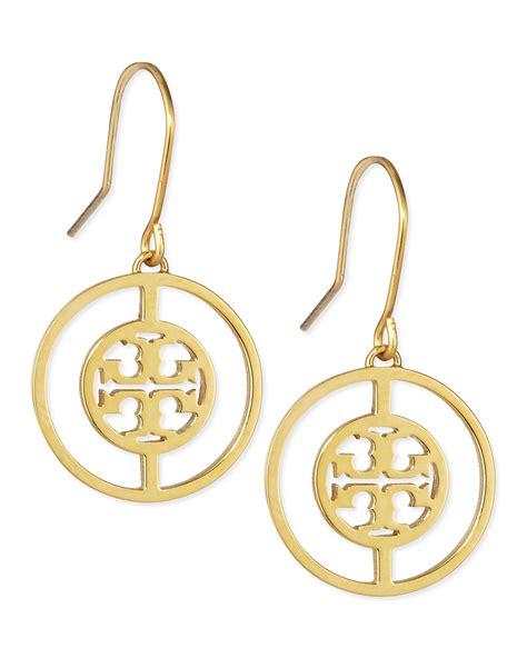 Tory Burch Deco Logo Drop Earrings in Gold | Lyst