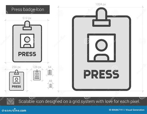 Press badge line icon. stock vector. Illustration of isolated - 80686719