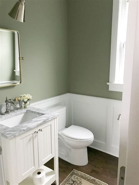 Our Powder Room: Painting the Walls Sage Green | Green bathroom paint ...