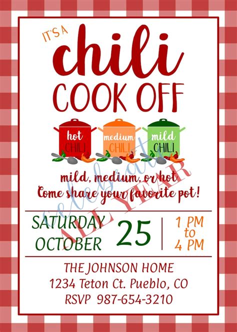 Chili Cook off Invitation - Etsy