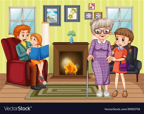 Scene with family having a good time at home Vector Image