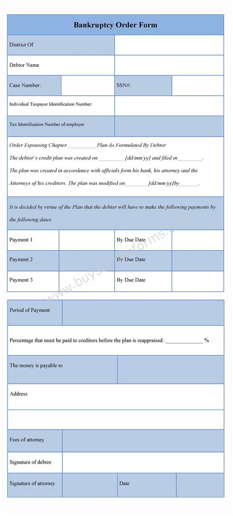 Bankruptcy Order Forms | Sample Form