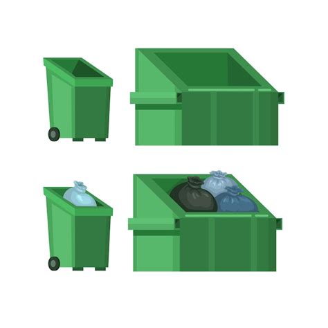 Premium Vector | Trash Box For Garbage Collection Set Flat Style Vector