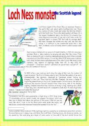 English Worksheets: Loch Ness monster: the Scottish legend | Loch ness ...