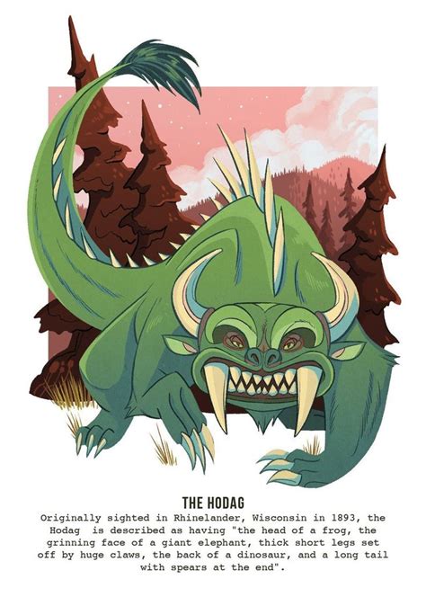 The Hodag - Cryptid print | Mythical creatures art, Mythical creatures ...