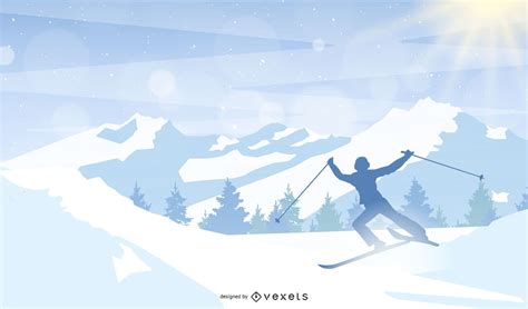 Man Skiing Mountain Illustration Vector Download