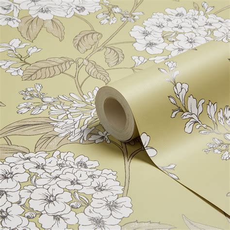 K2 Saffron Green Floral Wallpaper | Departments | DIY at B&Q