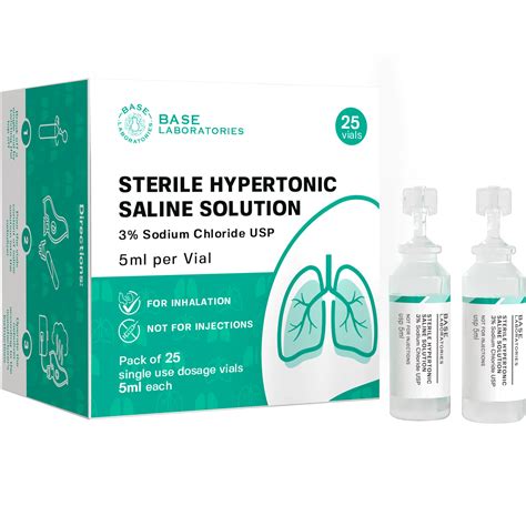 Base Labs 3% Hypertonic Saline Solution for Nebulizer Machine - 25 Vials, 5ml Unit Dose l Kids ...