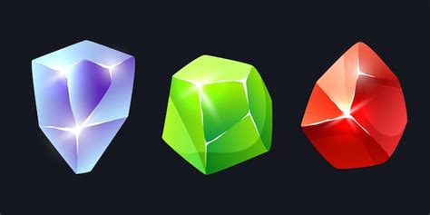 Premium Vector | Gems isolated on dark background vector set of 3d cliparts