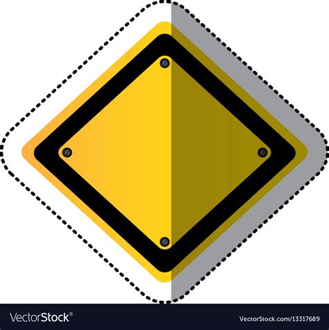 Sticker yellow diamond traffic sign Royalty Free Vector