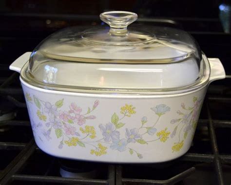 Corning Ware PASTEL BOUQUET Casserole 5 Liter with Lid by Gone2PiecesVintage Slow Cooker Crock ...