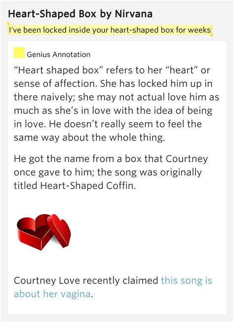 I've been locked inside your heart-shaped box.. – Heart-Shaped Box