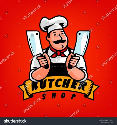 Butcher Shop Logo Emblem Design Funny Stock Vector (Royalty Free ...