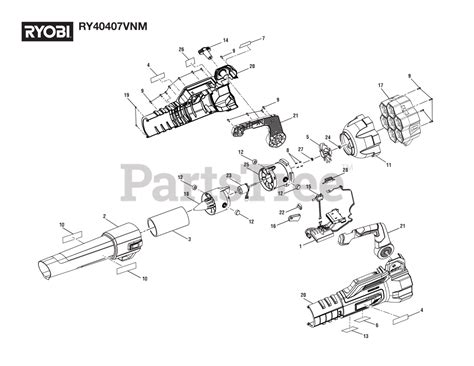 Ryobi RY 40407 VNM (107000002) - Ryobi 40V Blower, Rev 02 (2022-01) General Assembly Parts ...