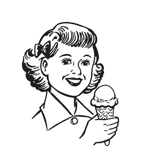 Girl Eating Ice Cream Drawing by CSA Images - Fine Art America