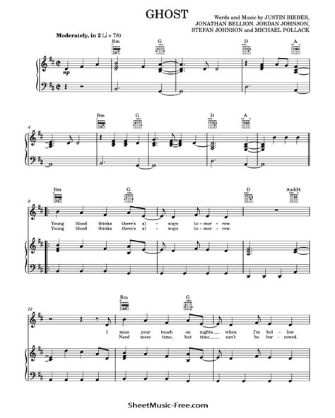 Ghost Sheet Music Justin Bieber - ♪ SHEETMUSIC-FREE.COM