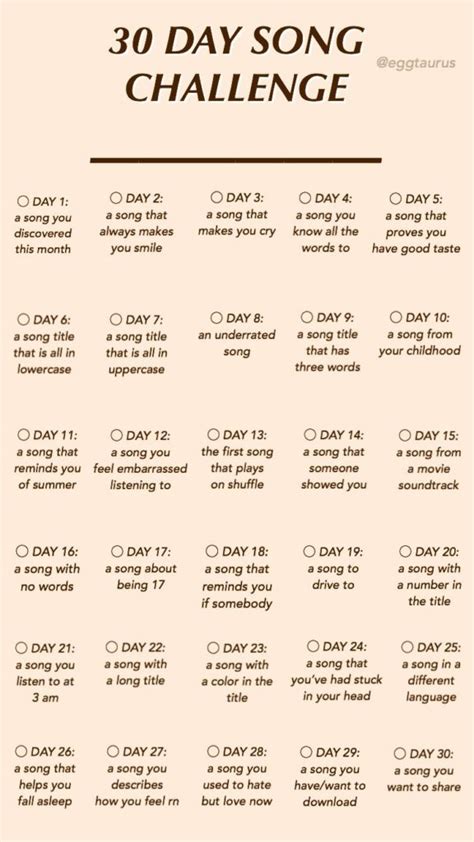 30 Day Song Challenge Instagram Template | Snap Font