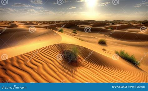 Sunset in the Desert, Sunset in the Desert in Dubai Stock Illustration ...