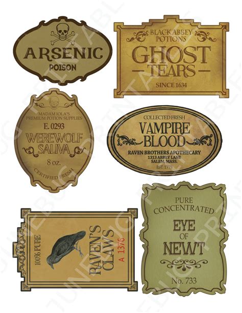 DIY Halloween Potion Label Printables ... | Halloween bottle labels ...