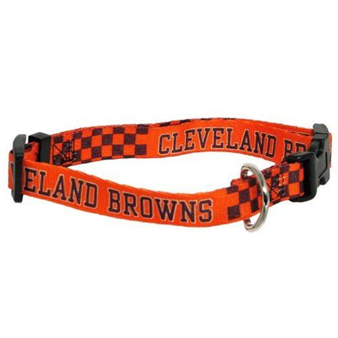 an orange and black dog collar with cleveland browns on it